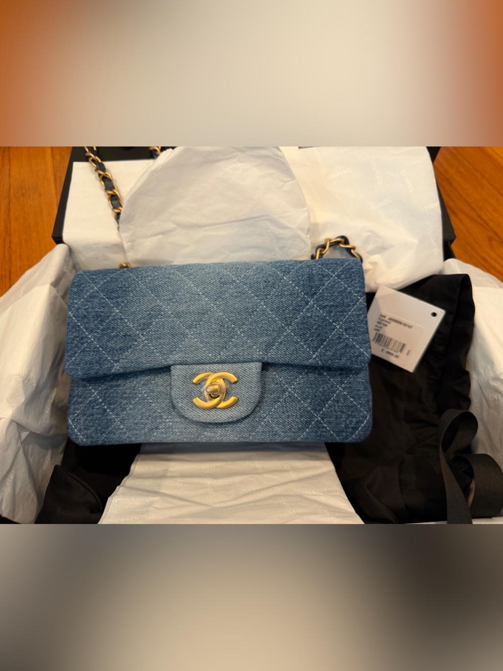BNIB CHANEL 24S Denim mini flap with Gold Hardware - Picture 3 of 8